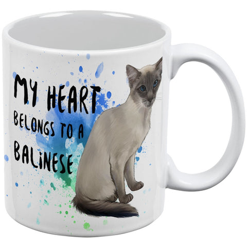 My Heart Belongs Balinese Cat White All Over Coffee Mug