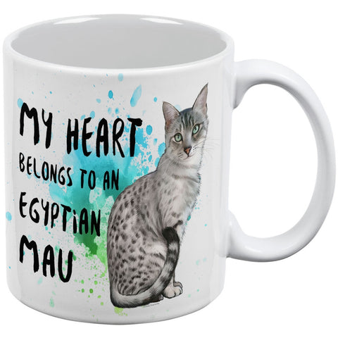 My Heart Belongs Egyptian Mau Cat White All Over Coffee Mug