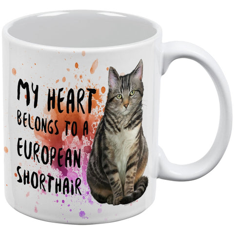 My Heart Belongs European Shorthair Cat White All Over Coffee Mug