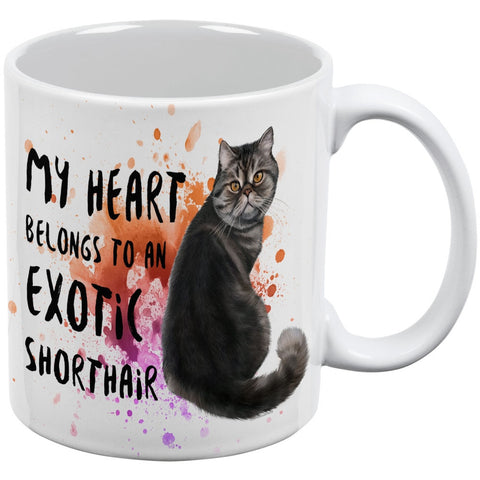 My Heart Belongs Exotic Shorthair Cat White All Over Coffee Mug