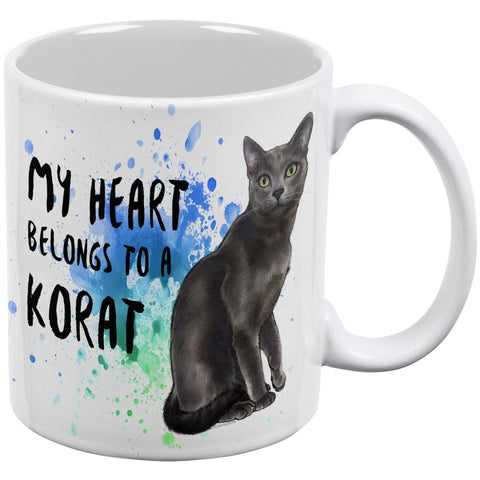 My Heart Belongs Korat Cat White All Over Coffee Mug