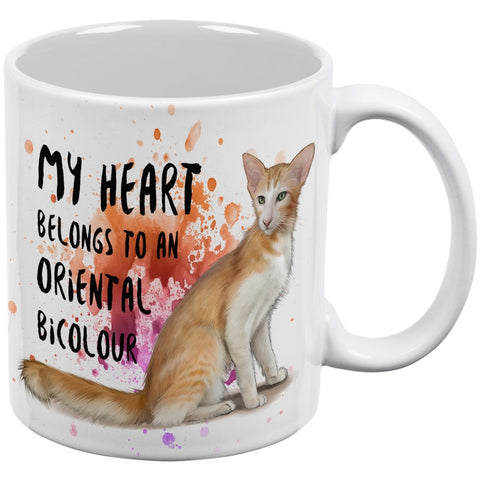 My Heart Belongs Oriental Bicolour Cat White All Over Coffee Mug