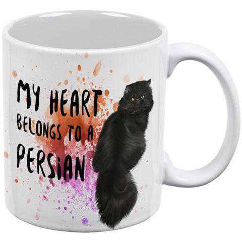 My Heart Belongs Persian Cat White All Over Coffee Mug