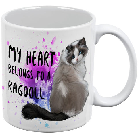 My Heart Belongs Ragdoll Cat White All Over Coffee Mug