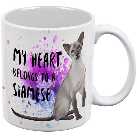 My Heart Belongs Siamese Cat White All Over Coffee Mug
