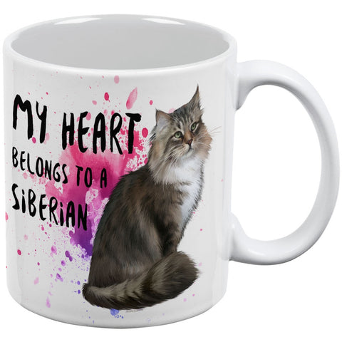 My Heart Belongs Siberian Cat White All Over Coffee Mug