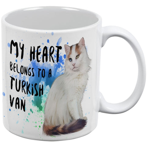 My Heart Belongs Turkish Van Cat White All Over Coffee Mug