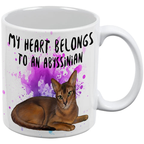 My Heart Belongs Abyssinian Cat White All Over Coffee Mug
