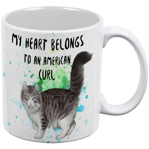 My Heart Belongs American Curl Cat White All Over Coffee Mug