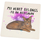 My Heart Belongs Abyssinian Cat Set of 4 Square Sandstone Coasters