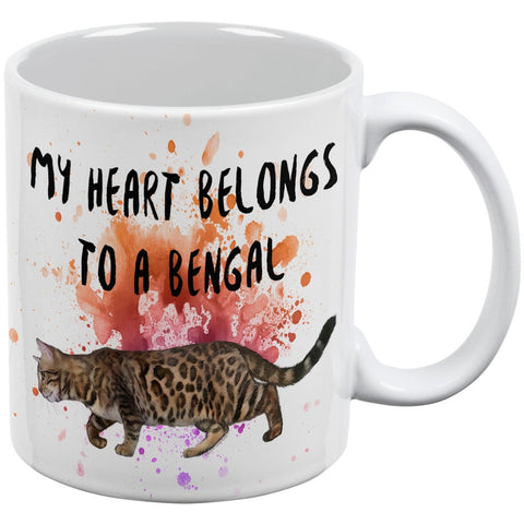 My Heart Belongs Bengal Cat White All Over Coffee Mug