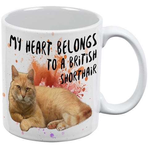 My Heart Belongs British Shorthair Cat White All Over Coffee Mug