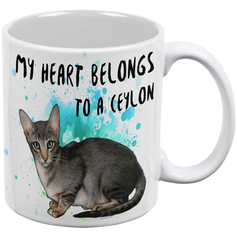 My Heart Belongs Ceylon Cat White All Over Coffee Mug