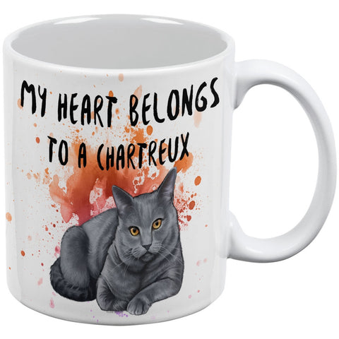 My Heart Belongs Chartreux Cat White All Over Coffee Mug