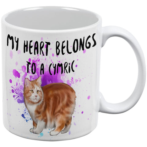 My Heart Belongs Cymric Cat White All Over Coffee Mug