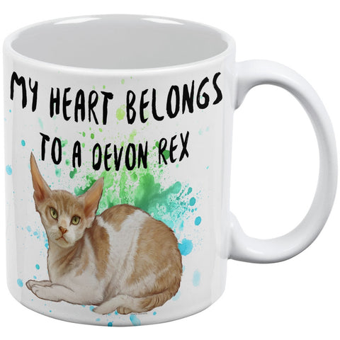 My Heart Belongs Devon Rex Cat White All Over Coffee Mug