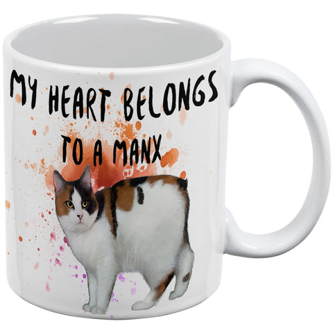 My Heart Belongs Manx Cat White All Over Coffee Mug
