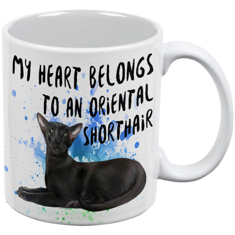 My Heart Belongs Oriental Shorthair Cat White All Over Coffee Mug