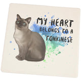 My Heart Belongs Tonkinese Cat Set of 4 Square Sandstone Coasters