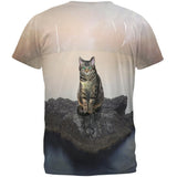 Zen Cat on a Rock All Over Adult T-Shirt