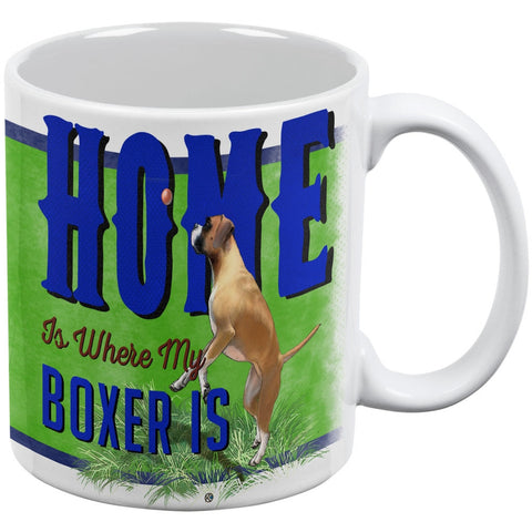 Home is Where My Boxer Is White All Over Coffee Mug