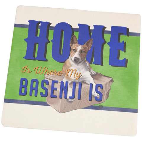 Home is Where My Basenji Is Set of 4 Square Sandstone Coasters