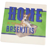 Home is Where My Basenji Is Square Sandstone Coaster