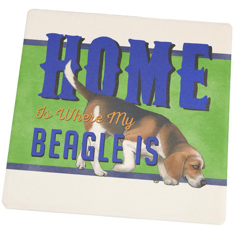Home is Where My Beagle Is Set of 4 Square Sandstone Coasters