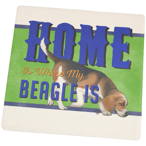Home is Where My Beagle Is Square Sandstone Coaster