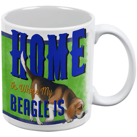 Home is Where My Beagle Is White All Over Coffee Mug