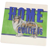 Home is Where My Collie Is Set of 4 Square Sandstone Coasters