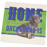 Home is Where My Dachshund Is Square Sandstone Coaster