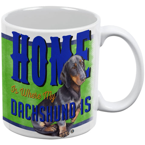 Home is Where My Dachshund Is White All Over Coffee Mug