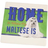 Home is Where My Maltese Is Set of 4 Square Sandstone Coasters