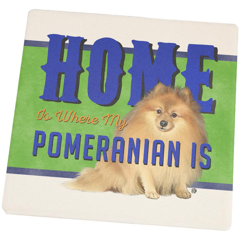 Home is Where My Pomeranian Is Set of 4 Square Sandstone Coasters