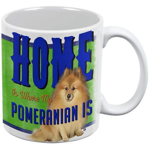 Home is Where My Pomeranian Is White All Over Coffee Mug