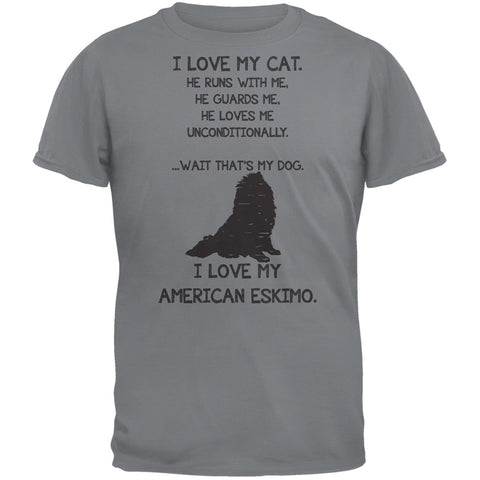 I Love My American Eskimo Gravel Grey Boy Adult T-Shirt