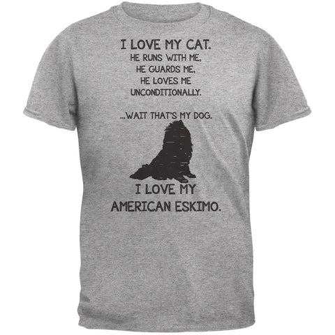 I Love My American Eskimo Boy Heather Grey Adult T-Shirt