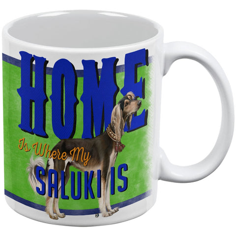 Home is Where My Saluki Is White All Over Coffee Mug