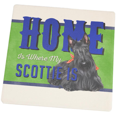 Home is Where My Scottie Scottish Terrier Is Square Sandstone Coaster
