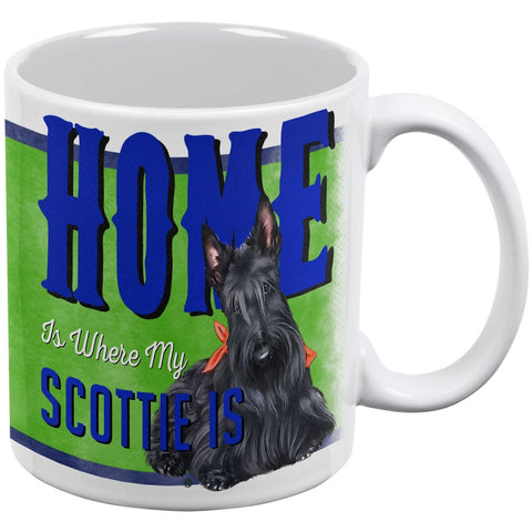 Home is Where My Scottie Scottish Terrier Is White All Over Coffee Mug