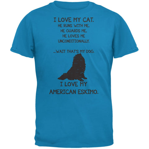 I Love My American Eskimo Boy Sapphire Blue Adult T-Shirt