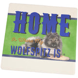 Home is Where My Wolfspitz Is Set of 4 Square Sandstone Coasters