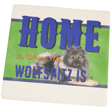 Home is Where My Wolfspitz Is Square Sandstone Coaster