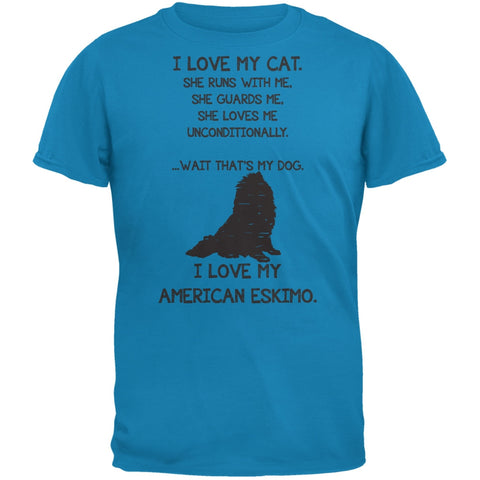 I Love My American Eskimo Girl Sapphire Blue Adult T-Shirt