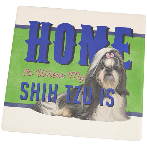 Home is Where My Shih Tzu Is Square Sandstone Coaster