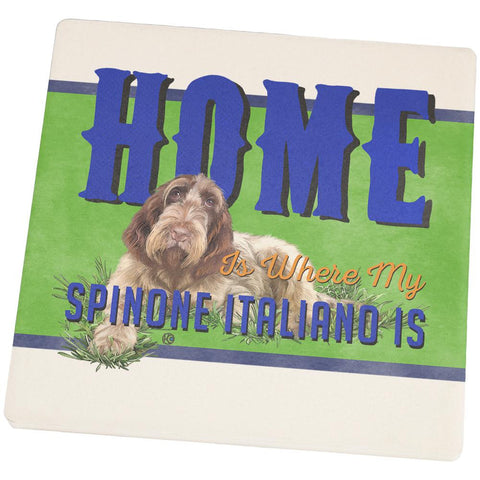 Home is Where My Spinone Italiano Is Set of 4 Square Sandstone Coasters