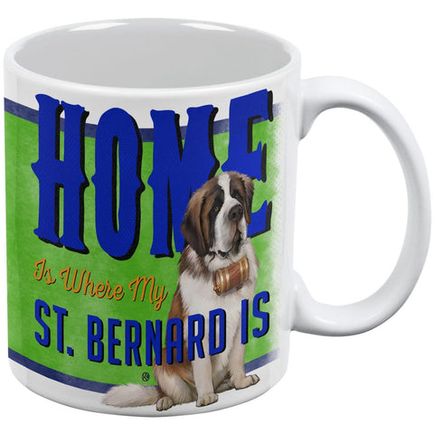 Home is Where My St. Bernard Is White All Over Coffee Mug