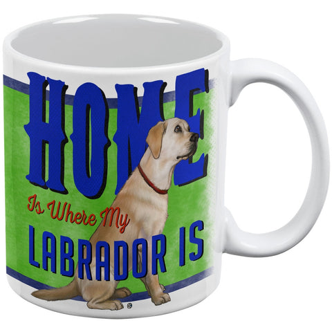 Home is Where My Yellow Lab Retriever Is White All Over Coffee Mug