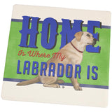 Home is Where My Yellow Lab Retriever Is Set of 4 Square Sandstone Coasters